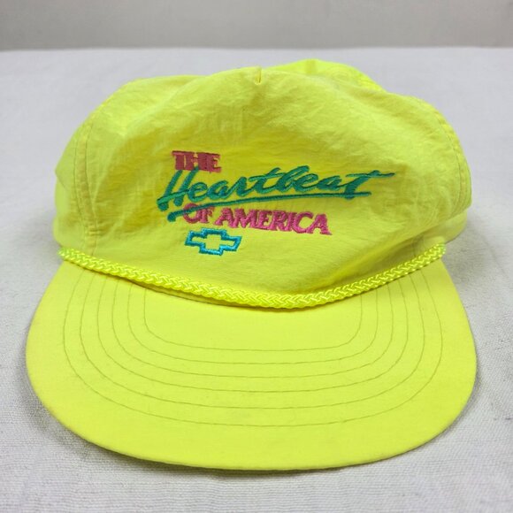 Vintage Chevrolet Neon Hat Cap Adult One Size Snap Back Chevy Trucker Racing - Picture 2 of 11